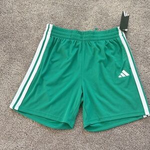 adidas Kids Green Shorts with White Stripes